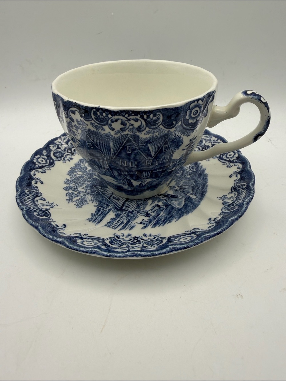 Johnson Bros Coaching Scenes Blue - Tea Cup & Saucer Set Hunting Country